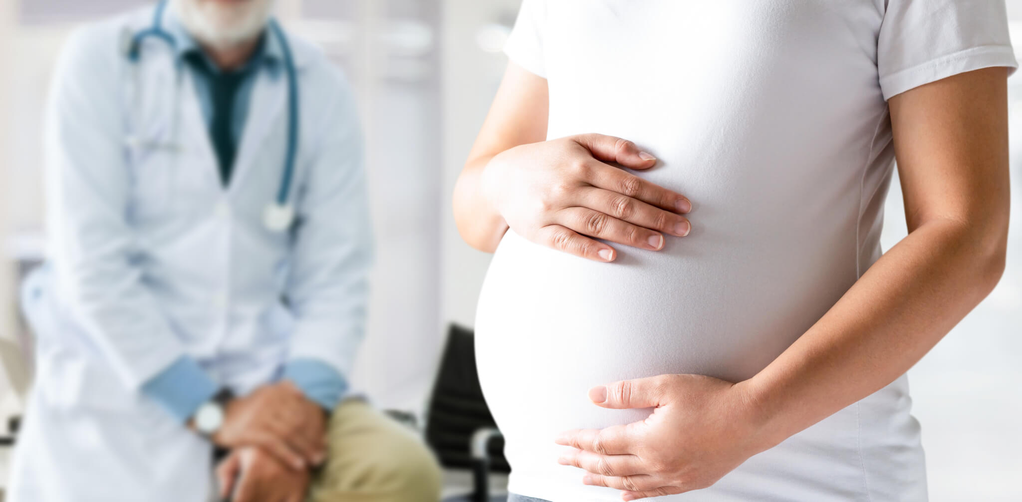 Pregnant Woman and Gynecologist Doctor at Hospit