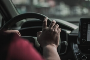 lady driving a car